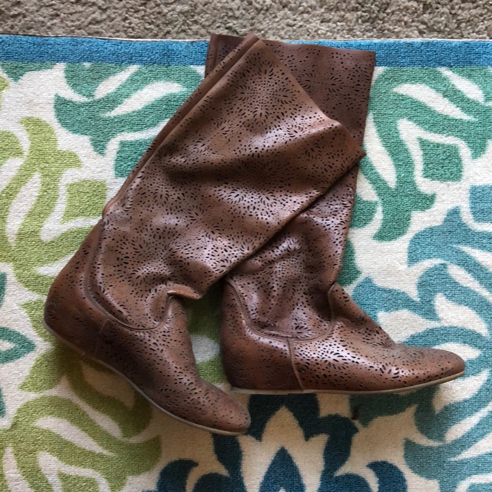 Sundance catalog Leather flat boots size 8